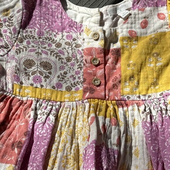 Organic Cotton Dress 6-12 Months PureBaby Baby Patchwork Comfy Soft Cottage Core - Picture 3 of 5